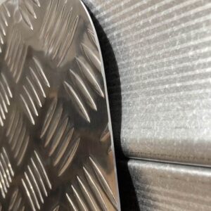 Close up of the edging of the Man TGE / VW Crafter Garage Floor